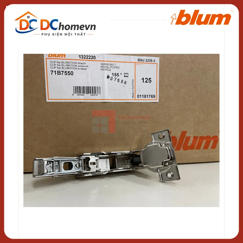 Bản lề Blum tích hợp giảm chấn góc mở 155° 71B7550 1181769