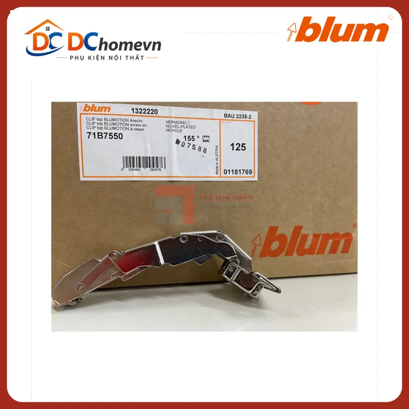 Bản lề Blum tích hợp giảm chấn góc mở 155° 71B7550 1181769