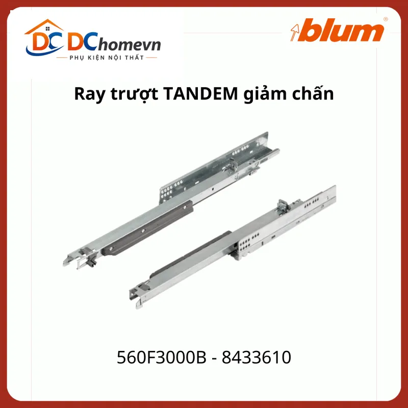 Ray trượt Blum TANDEM giảm chấn 560F3000B 8433610 mở toàn phần 30kg