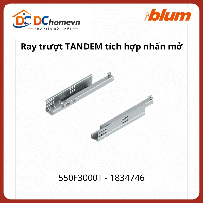 Ray trượt Blum TANDEM tích hợp nhấn mở 550F3000T 1834746 mở 3/4
