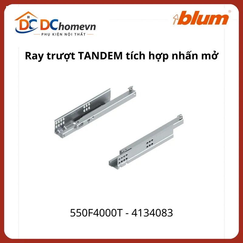 Ray trượt Blum TANDEM tích hợp nhấn mở 550F4000T 4134083 mở 3/4, 30kg