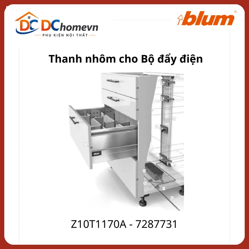 Thanh nhôm cho bộ điện Blum Z10T1170A 7287731
