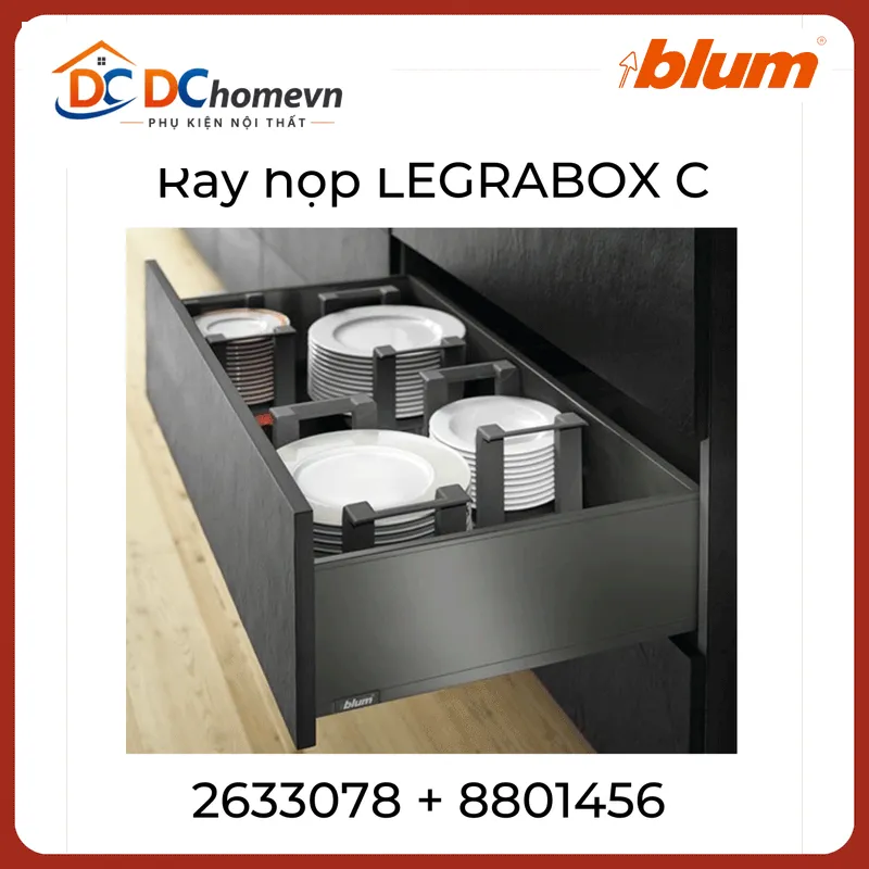 Trọn bộ ray hộp LEGRABOX C - Blum xám