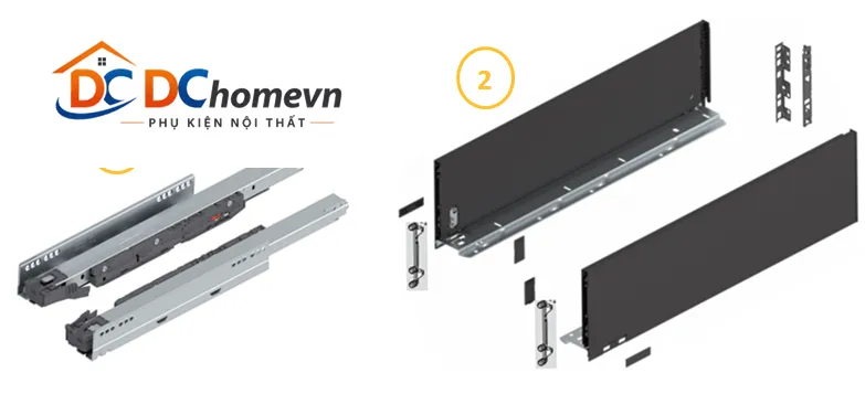Trọn bộ ray hộp LEGRABOX C - Blum xám