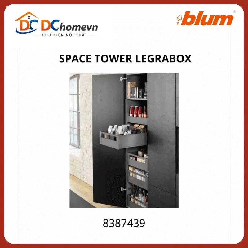 Tủ đồ khô Blum SPACE TOWER LEGRABOX 8387439 trắng rộng  601 - 1.200mm
