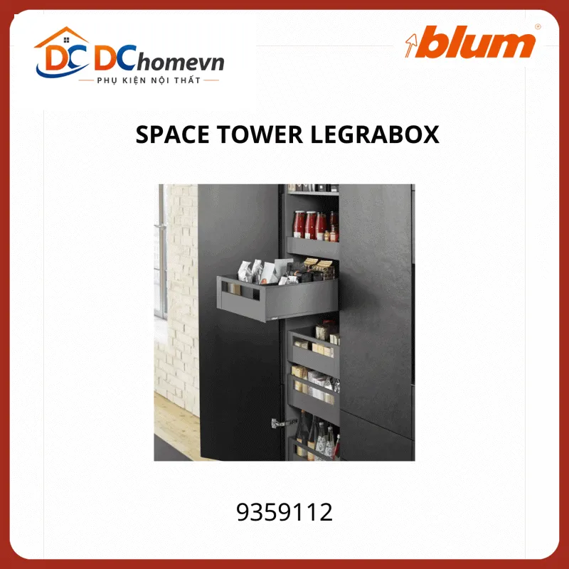 Tủ đồ khô Blum SPACE TOWER LEGRABOX 9359112 trắng, rộng 275 -600mm