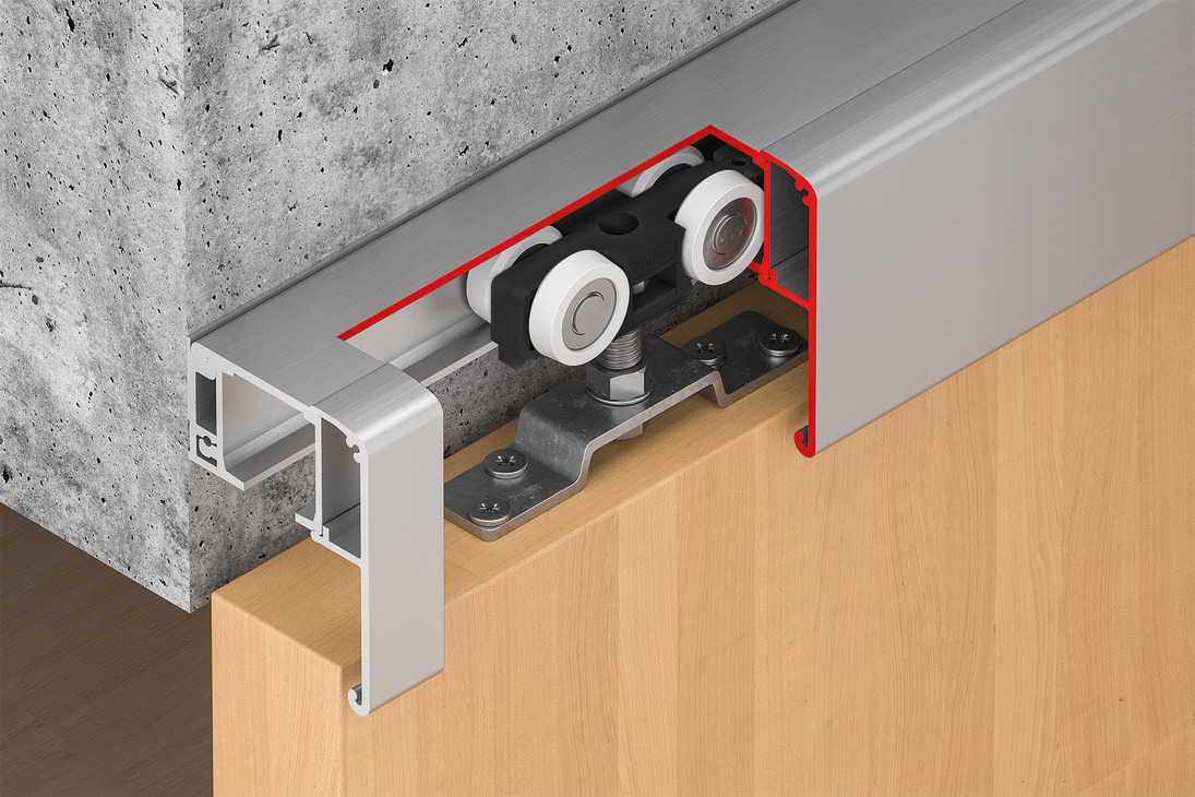Ảnh sản phẩm – Bộ Phụ Kiện Cửa Trượt Hafele 120p 941.02.036, Không Giảm Chấn, 2 Mét